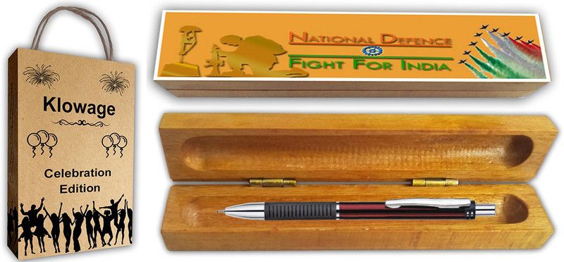 Klowage Virgo Maroon Ball Pen With Wooden Fight For India Gift Box and Gift Bag Ball Pen  (Blue)