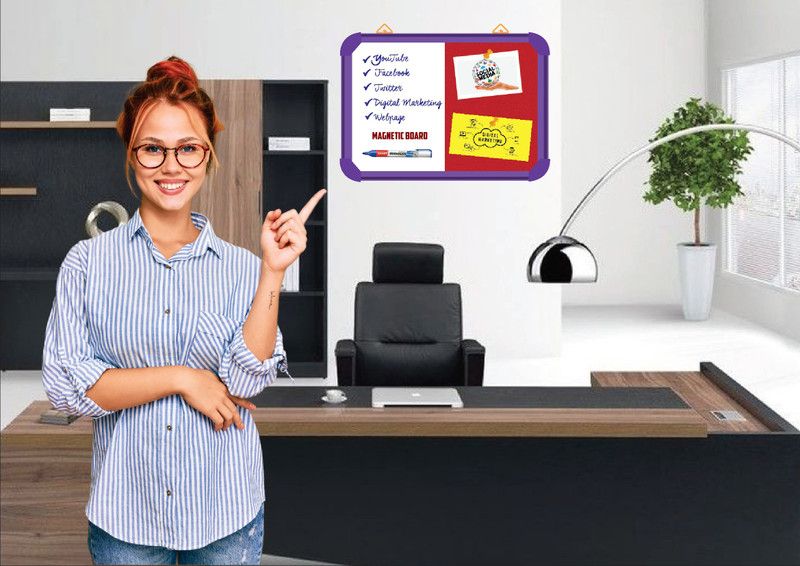 Sunway Display System MAGNETIC board 1.5*2 feet, VIOLET Aluminium (FLAME) Board CORK Bulletin Board  (FLAME)