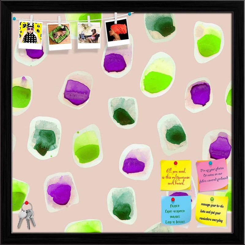 Artzfolio Watercolor Abstract Hand Painted Pattern Notice Pin Soft Board with Push Pins Cork Bulletin Board  (Black Frame 24 x 24 inch (61 x 61 cms))