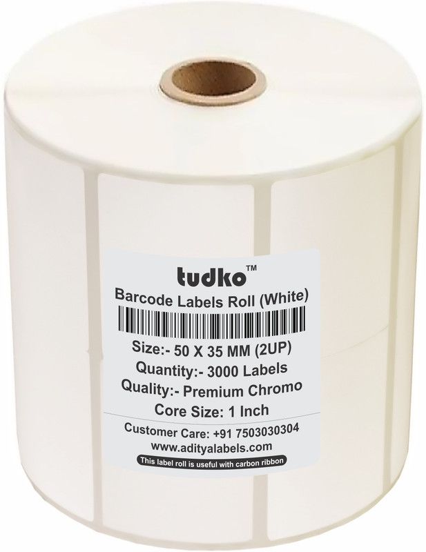 tudko 50 mm X 35 mm Chromo Self Adhesive Paper Label  (White)