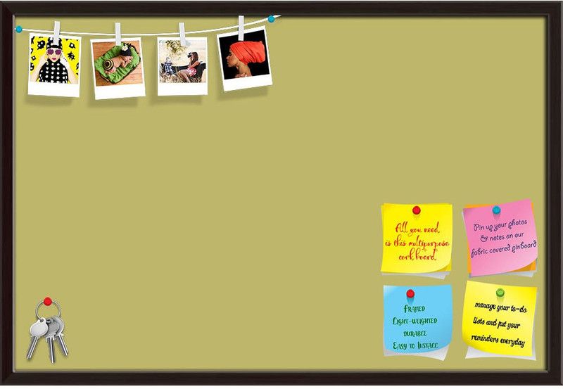 Artzfolio Yellows Dark Khaki Colour Notice Pin Board Soft Board with Push Pins Cork Bulletin Board  (Dark Khaki 30 x 20 inch (76 x 51 cms))