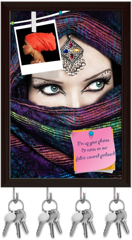 Artzfolio Portrait Of Woman Wrapped In Scarf Pinboard Key Hook Dark Brown10x14.5in Cork Bulletin Board  (Multicolor 10 x 14.5 inch (25 x 37 cms))