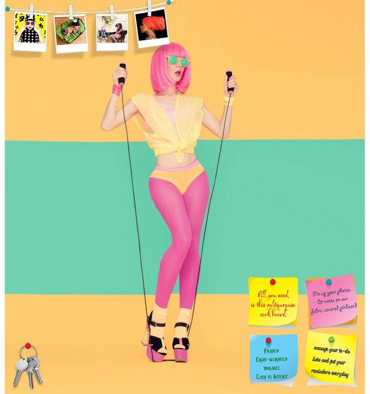 Artzfolio Fashion Girl Portrait Frameless Notice Pin Board 24 x 26.3 inch (61 x 67 cms) Cork Bulletin Board  (Multicolor 24 x 26.3 inch (61 x 67 cms))
