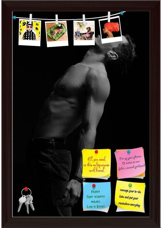 Artzfolio Emotive Portrait Of A Young Male Model Notice Pin Board Soft Board Cork Bulletin Board  (Dark Brown Frame 16 x 23.5 inch (41 x 60 cms))