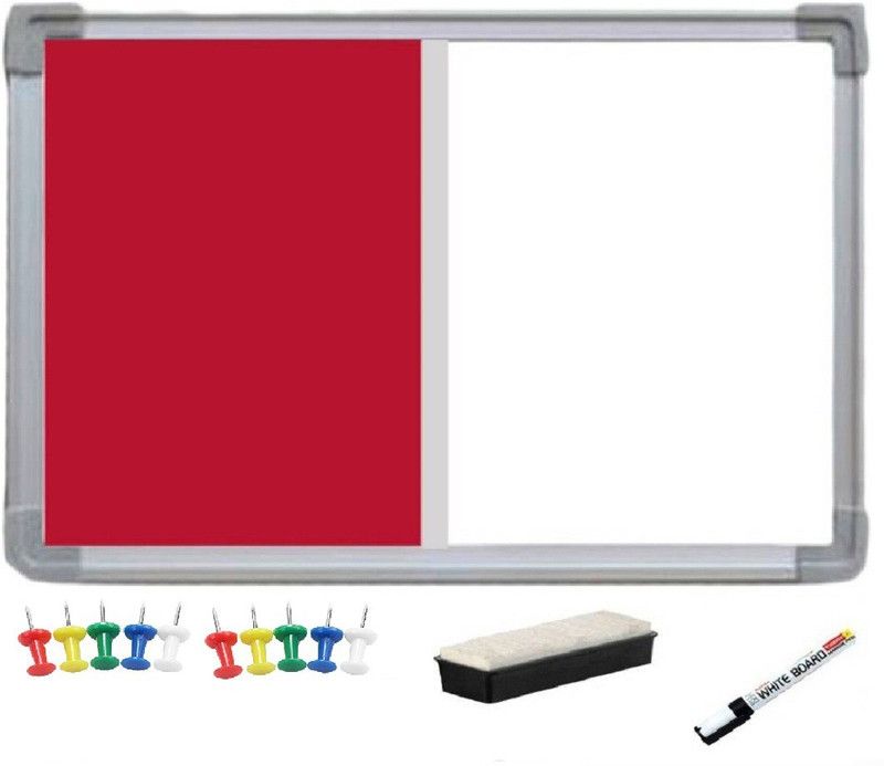 JS MART Non Magnetic Non magnetic Melamine Medium Whiteboards and Duster Combos  (Red)