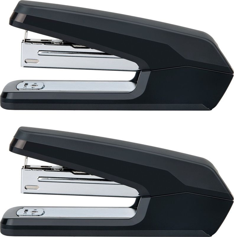 Deli W0464 Stapler For Home, School Project 24/6 & 26/6 Punches 25 Sheets loading capacity (100pcs) Pack of 2 Office Stapler  (Set of 2, Black)