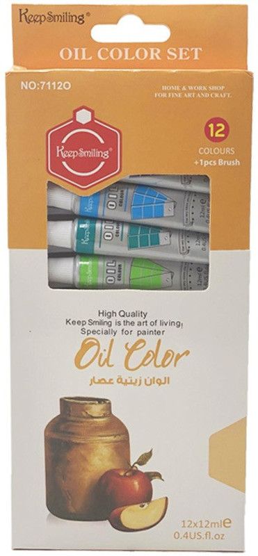 keep smilingg izone oil color Set - 12 Pieces, 12 ml Tubes - Ideal for oil Painting - Brilliant, lightfast oil Colours with Great Opacity - Perfect for Beginners, Professionals and Artists  (Set of 12, Multicolor)