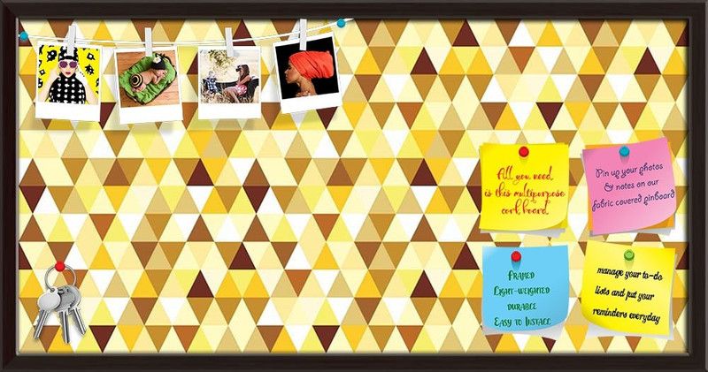 Artzfolio Gold Triangle Notice Pin Board Dark Brown Frame 30 x 15 inch (76 x 38 cms) Cork Bulletin Board  (Dark Brown Frame 30 x 15 inch (76 x 38 cms))