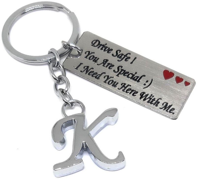 Aura Cute Gift Drive Safe With Alphabet K Keychain For Men Girls Boy Friend Husband Key Chain