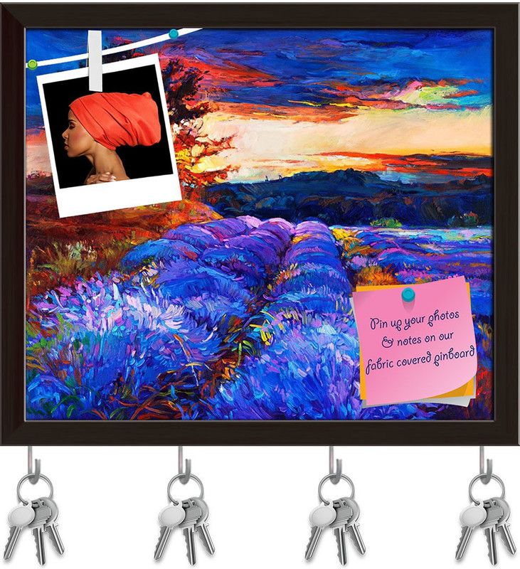 Artzfolio Artwork Of Lavender Fields D3 Pinboard & Key Holders Dark Brown Frame18.9x16inch Cork Bulletin Board  (Multicolor 18.9 x 16 inch (48 x 41 cms))