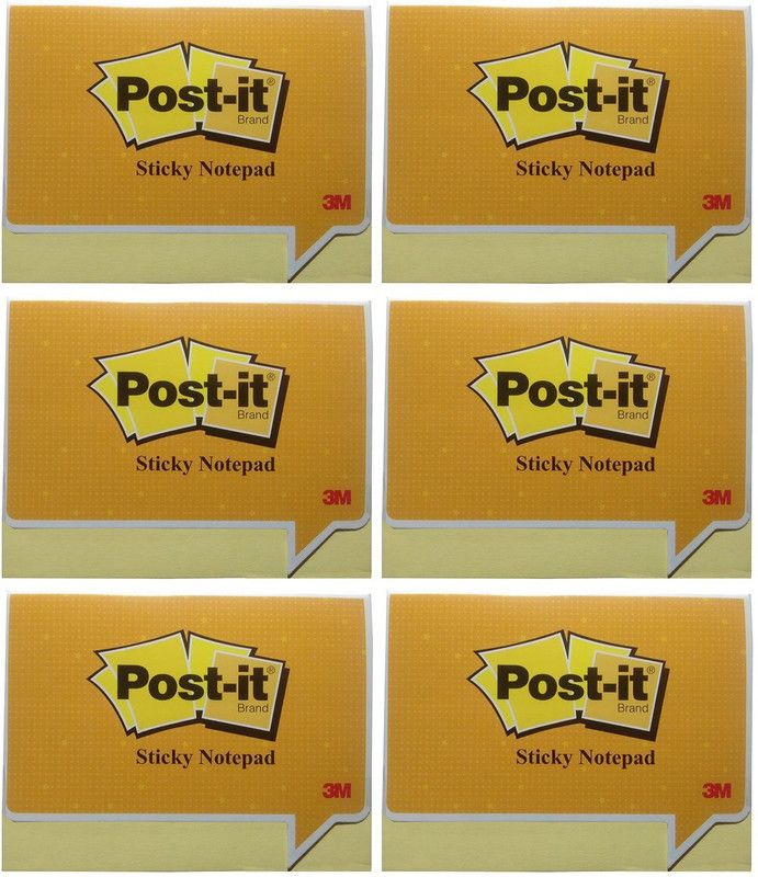Post-It Sticky 100 Sheets Regular, 1 Colors  (Set Of 6, Yellow)