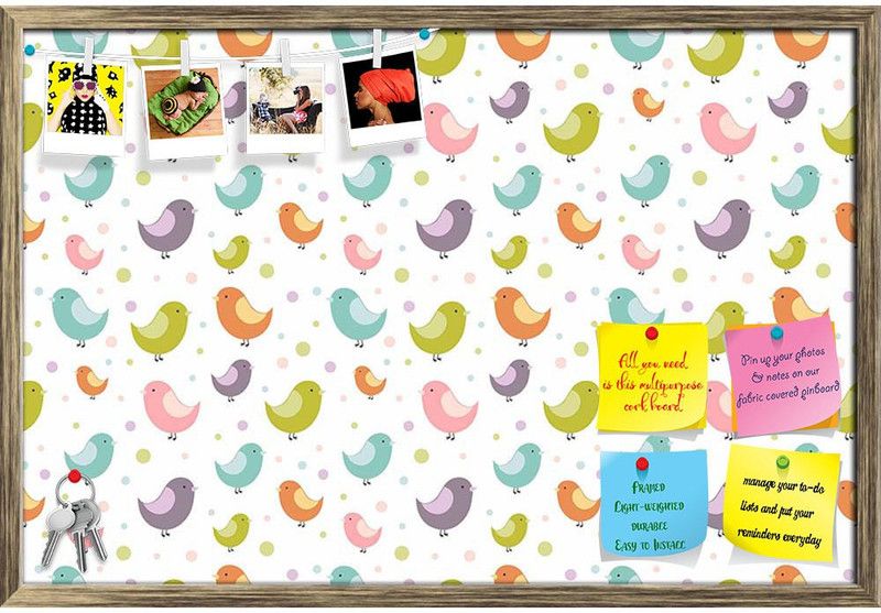 Artzfolio Colorful Birds Notice Pin Board Antique Golden Frame 24 x 16 inch (61 x 41 cms) Cork Bulletin Board  (Antique Gold Frame 24 x 16 inch (61 x 41 cms))