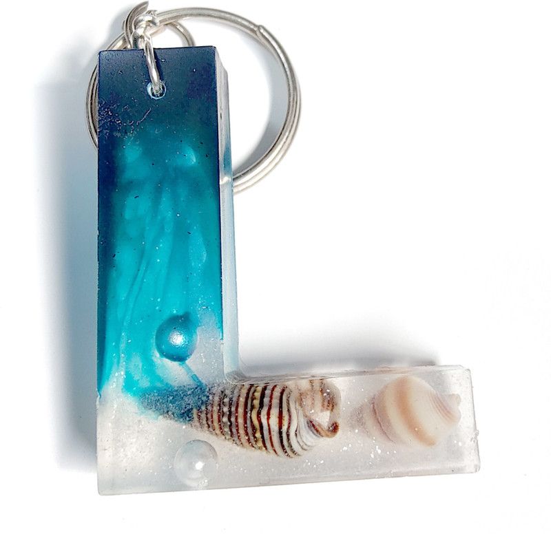 sabrang jaipur Alphabet, MONOGRAM,Resin Keychains UNISEX,PERSONALISED GIFT-seashells dreams-L Key Chain