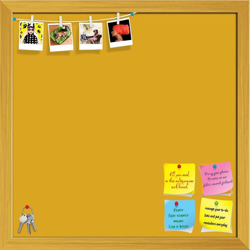 Artzfolio Browns Golden Colour Notice Pin Board Soft Board with Push Pins Cork Bulletin Board  (Golden 12 x 12 inch (30 x 30 cms))