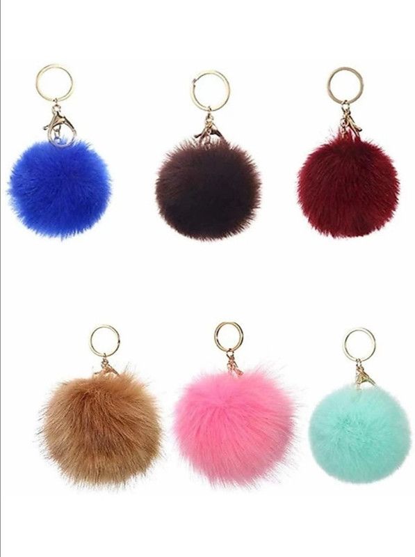 starex Faux Fur Ball Pom Pom keychain Pack Of 2 Pcs Key Chain