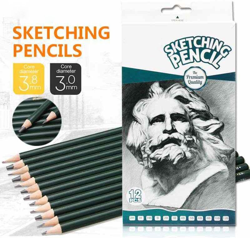 ARTTWALA 2H, H, HB, B, 2B, 3B, 4B, 5B, 6B, 8B, 10B and 12B Pencil  (Pack of 12)