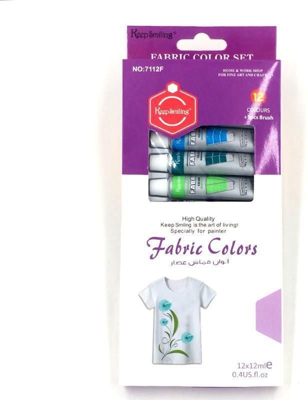 keepsmiling izone fabric Set - 12 Pieces, 12 ml Tubes - Ideal for fabric Painting - Brilliant, lightfast fabric Colours with Great Opacity - Perfect for Beginners, Professionals and Artists  (Set of 12, Multicolor)