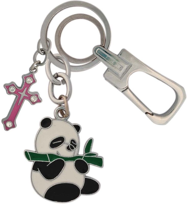 SHOKY LOOKS High Quality Panda Animal Lovers With Jesus Cross Stylish Locking Lock Key Chain