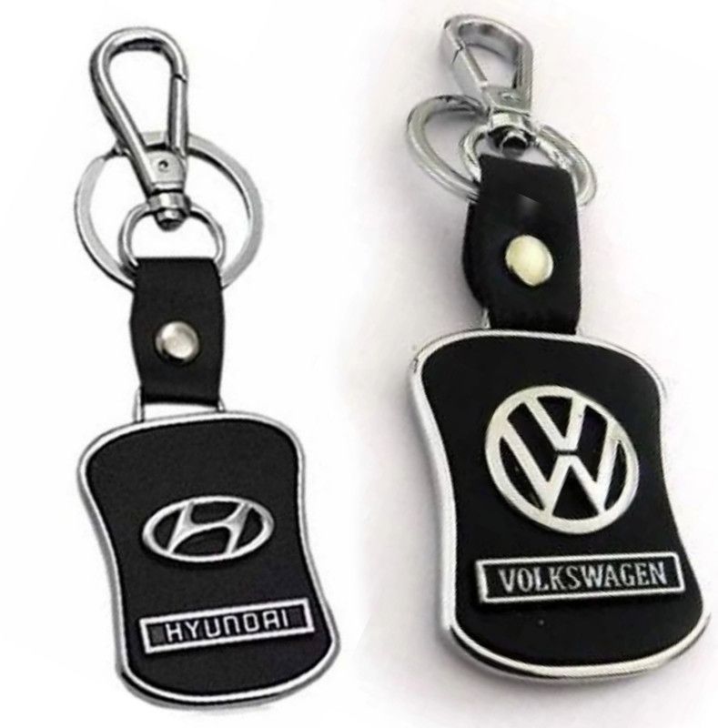 Jainsburys Combo of Hyundai & Valkswagen Logo Leather Hook Keychain & Best Quality Keychain Key Chain