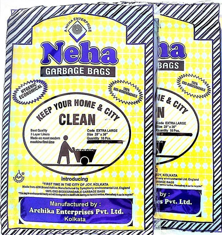 Neha 100% oxo-biodegradable Eco-friendly Garbage Bagse EXTRA LARGE size(28 Inches X 36 Inches) -32 Pieces XL 150 L Garbage Bag  (32Bag )