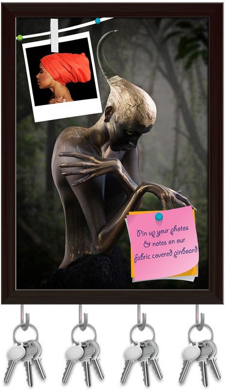 Artzfolio Fantasy Style Portrait Pinboard with Key Holders Dark Brown Frame12x16.5inch Cork Bulletin Board  (Multicolor 12 x 16.5 inch (30 x 42 cms))
