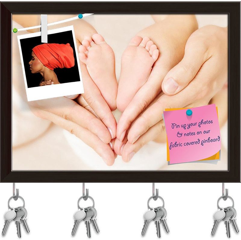Artzfolio Newborn Baby Feet Love Simbol As Heart Sign Pinboard Dark Brown13.5x10in Cork Bulletin Board  (Multicolor 13.5 x 10 inch (34 x 25 cms))