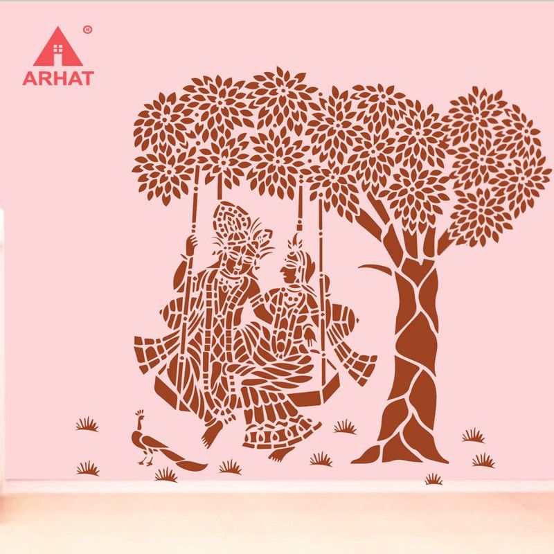 Arhat KRISHNA E-372 GLOSSY PVC Stencil  (Pack of 1, DESIGNER MOTIFF)