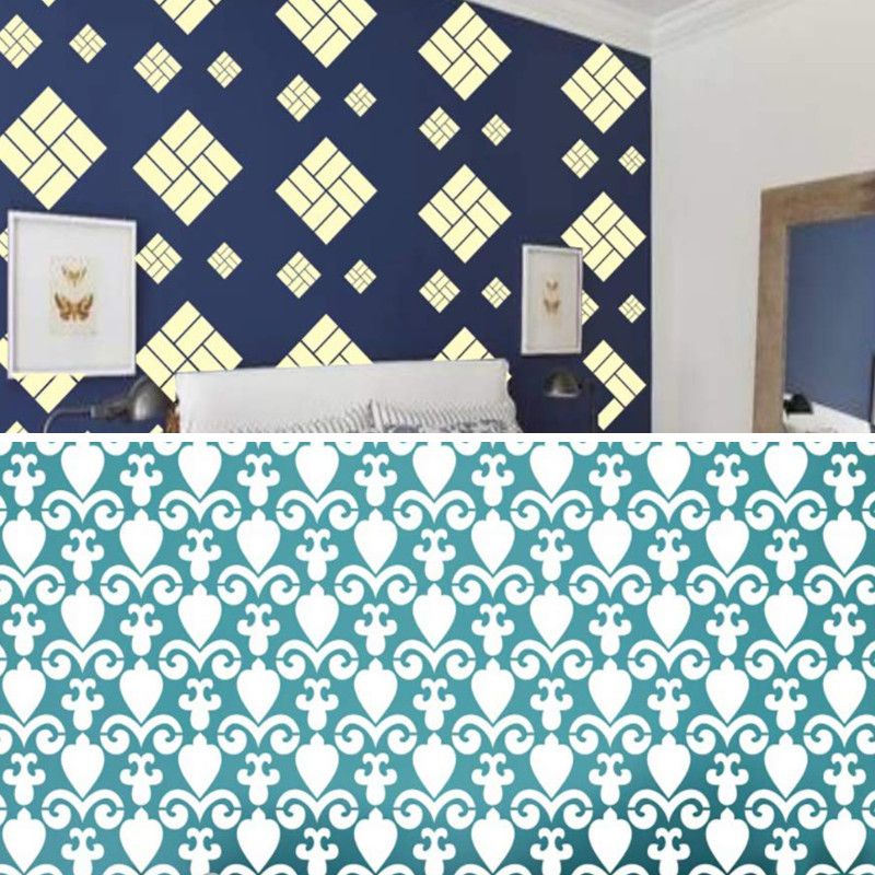 Kayra Decor KHS230_KHS241 Combo Premium Quality Reusable Wall (16*24) Stencil  (Pack of 2, Painting Home Decor)