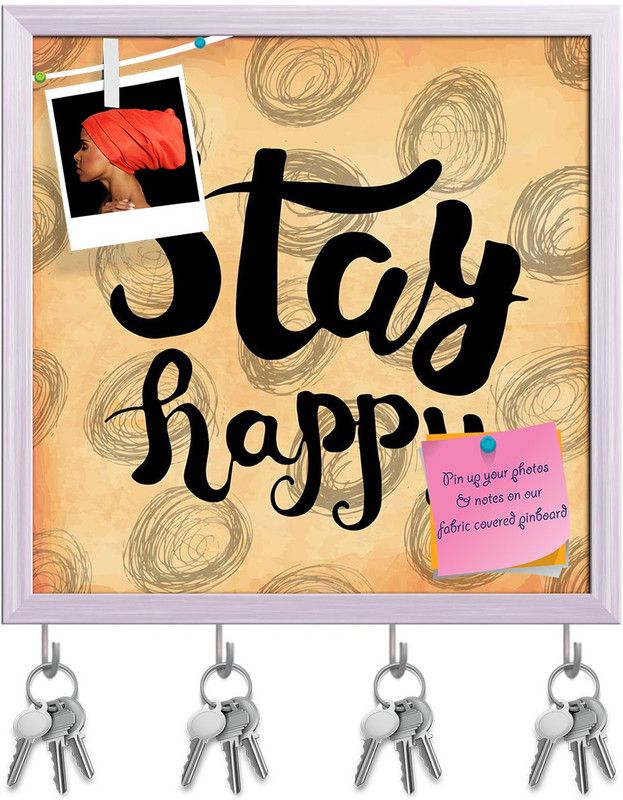 Artzfolio Motivational Quote About Happiness Pinboard & Key Holders White Frame20x20inch Cork Bulletin Board  (Multicolor 20 x 20 inch (51 x 51 cms))