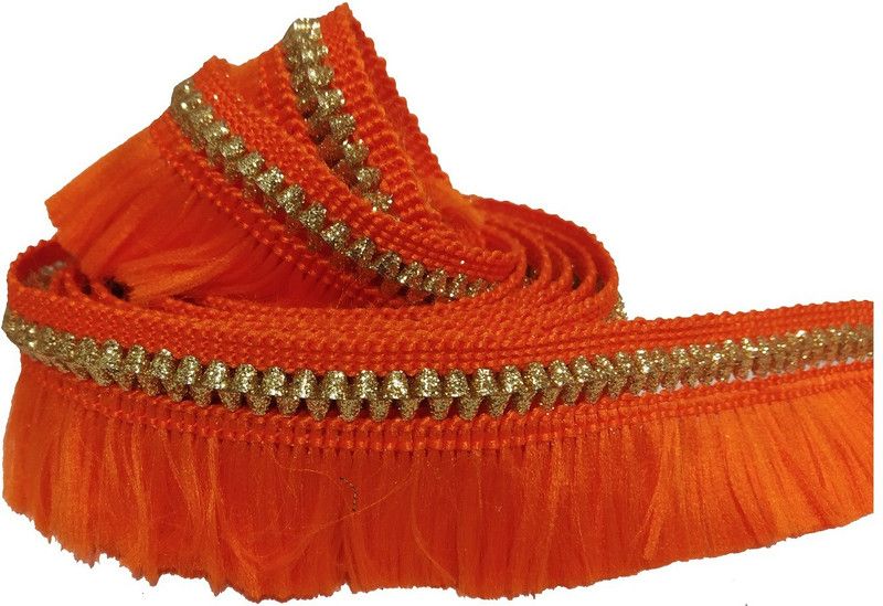 Uniqon CWG0121-04 (20 Mtr) Roll Of Orange And Golden Kiran Gota Patti Embroidery Trim Lace Border with 3.175 cm Width for Saree,suit,dresses Embellishment,fashion Designing,craftworks Lace Reel  (Pack of 1)