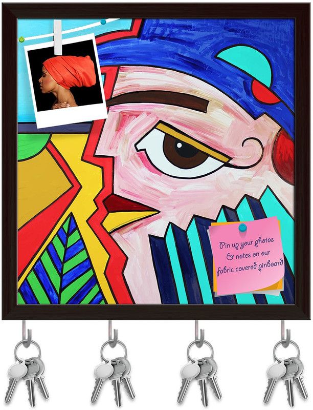 Artzfolio Art Composition Of Man Face Profile Pinboard & Key Hooks Dark Brown16x16.5in Cork Bulletin Board  (Multicolor 16 x 16.5 inch (41 x 42 cms))