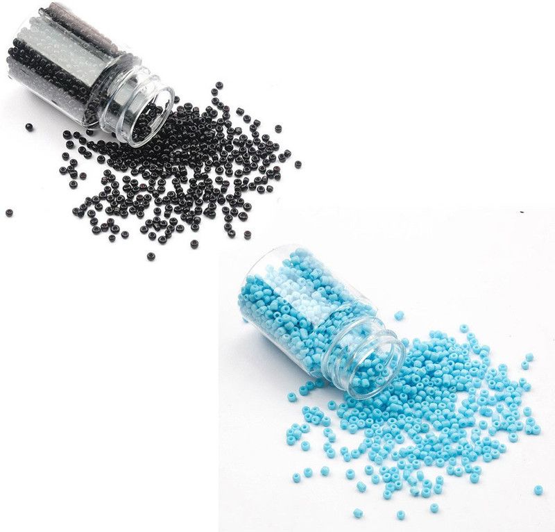 AN Sunshine 100 Gram Seed Beads Black S Blue Black S Blue Beads  (100 g)