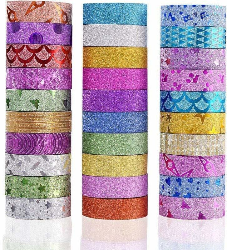 TEMPT Single Sided Handheld Glitter Cello Tape (Manual)  (Multicolor)
