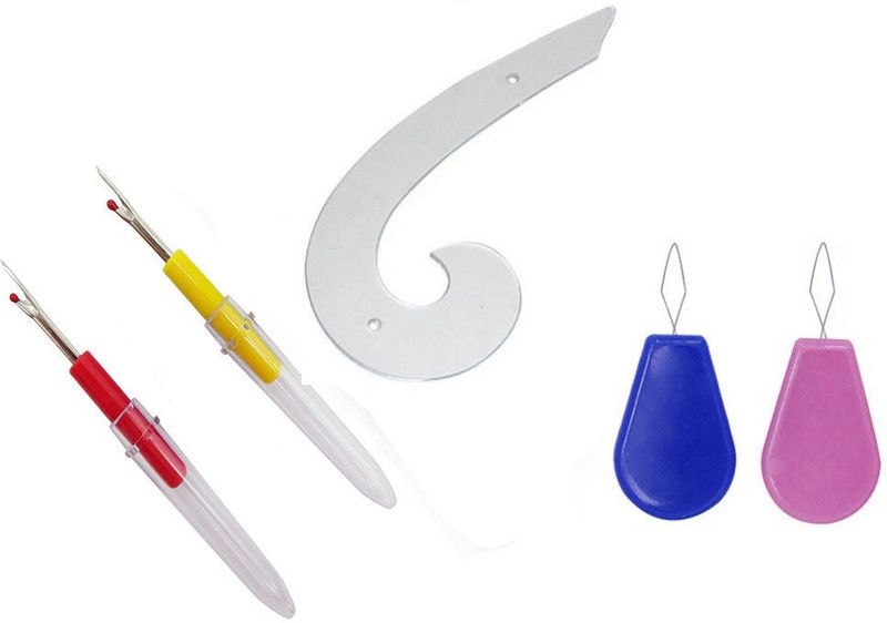 Crafts Haveli 3 Items Combo : 2 Seam Ripper, 2 Needle Threader & French Curve Sewing Kit