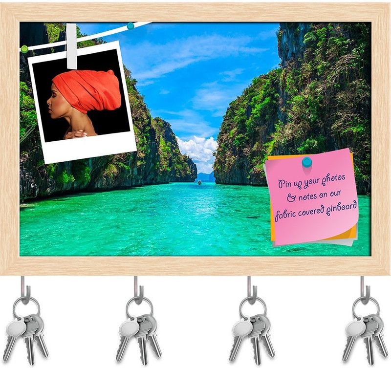 Artzfolio Tropical Landscape In Palawan Philippines Pinboard & Key Hooks Brown17.5x12in Cork Bulletin Board  (Multicolor 17.5 x 12 inch (44 x 30 cms))