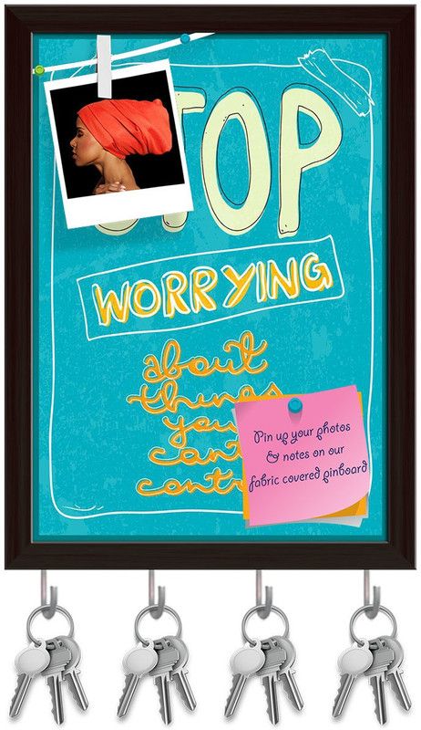 Artzfolio Typography Artwork D8 Pinboard with Key Holders Dark Brown Frame10x13.9inch Cork Bulletin Board  (Multicolor 10 x 13.9 inch (25 x 35 cms))