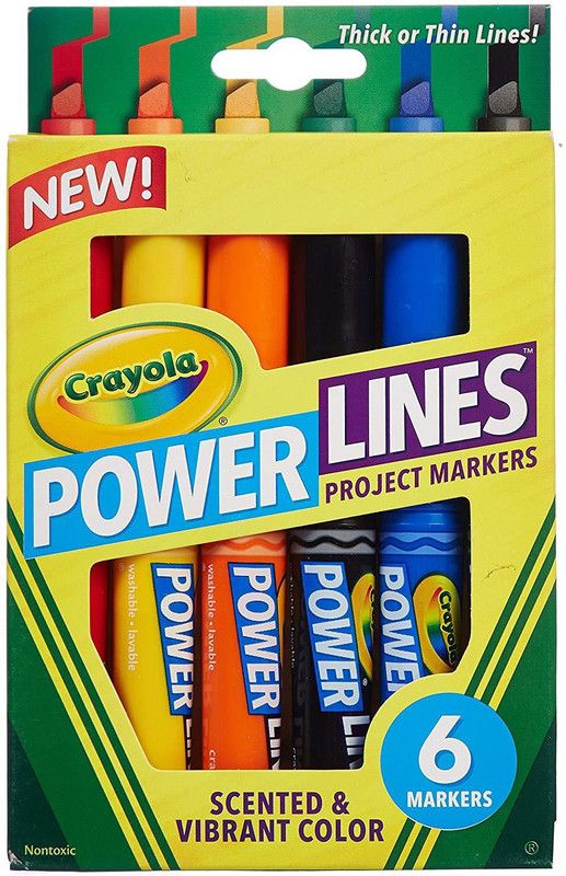 CRAYOLA 6 CT POWRLINES WASHABLE MRK  (Set of 6, Multicolor)