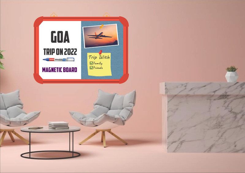 WRITING AND DISPLAY MAGNETIC board 2*2 feet, ORANGE Aluminium (DOLPHIN ) Board CORK Bulletin Board  (DOLPHIN)