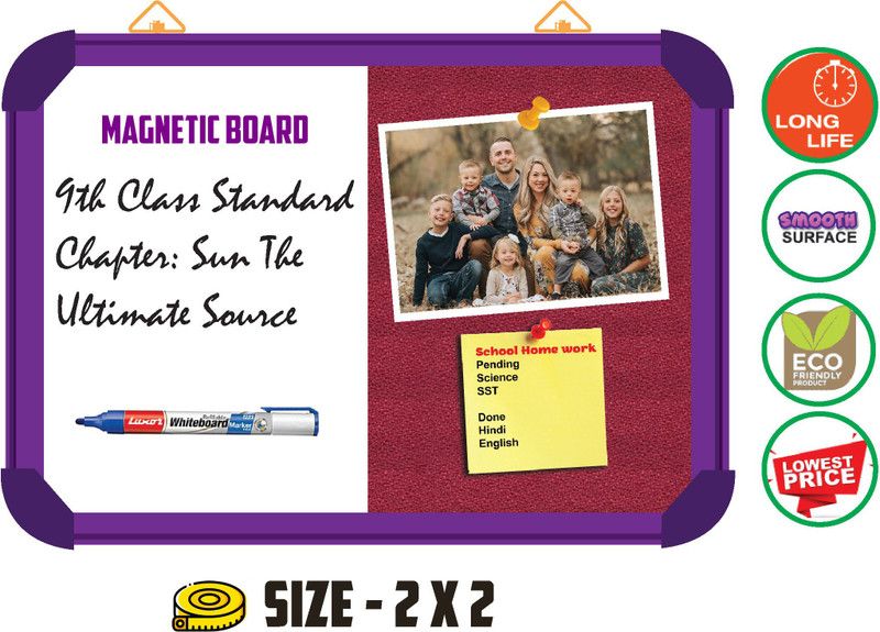 WRITING AND DISPLAY MAGNETIC board 2*2 feet, PURPLE Aluminium (BLUSH ) Board CORK Bulletin Board  (BLUSH)