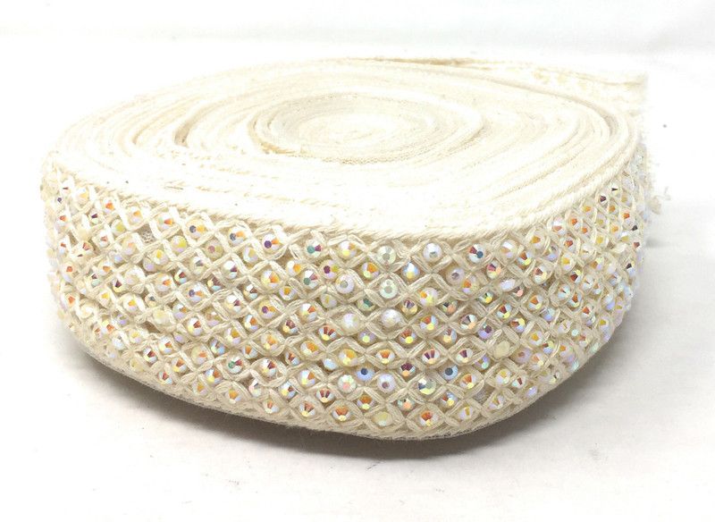 Inhika 9 Meters Lace Border Material, Embroidered, Net Fabric (5cm Wide, Pastel Off White) for saree dupatta lehenga blouse Lace Reel  (Pack of 1)