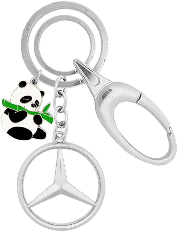 MGP FASHION High Quality Pendant Cute Panda MERCEDES BENZ Car Logo Metal Chrome Finish Key Ring Gift Locking Hook Carabiner (Silver) Key Chain