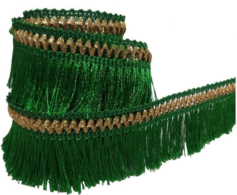 Uniqon CWG0121-03 (20 Mtr) Roll Of Green And Golden Kiran Gota Patti Embroidery Trim Lace Border with 3.175 cm Width for Saree,suit,dresses Embellishment,fashion Designing,craftworks Lace Reel  (Pack of 1)