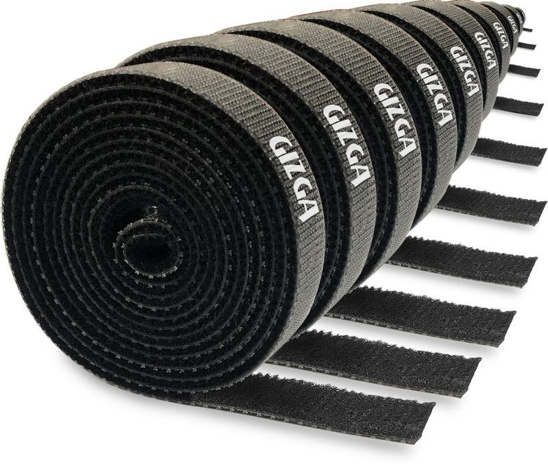 Gizga Essentials Reusable Double Sided Hook & Loop Wire Organizer Cable Ties Stick-on Velcro  (Black)