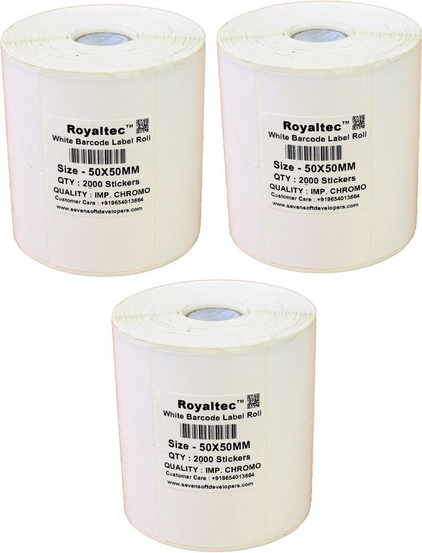 Royaltec 50X50MM Barcode Label Set of 3 Self-adhesive Paper Label  (White)