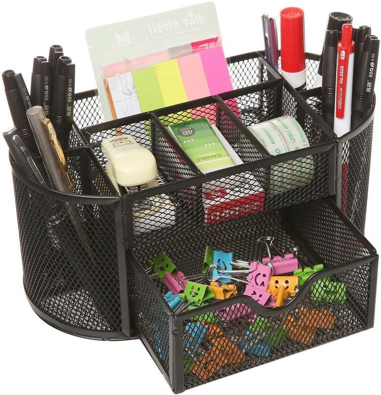 Fariox 7 Compartments METAL PEN STAND  (Multicolor)