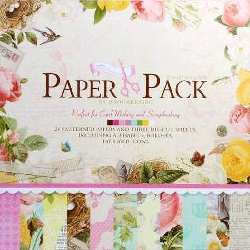 MOREL (12''x12'') DIY SCRAPBOOK MATERIAL / PRINTED PAPERS FOR ART N CRAFT AND GREETING CARDS (24 PATTERNED SHEETS + 3 DIE CUT SHEETS) UNRULED 12 INCH 75 gsm Craft paper  (Set of 1, Pink)