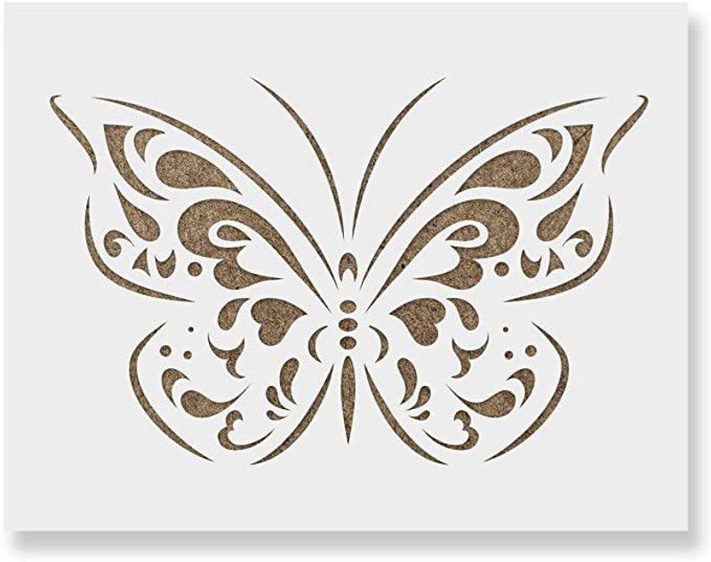 IVANA'S Art & Craft Mylar Stencil for Crafts and Decorations Size - 12" x 12" Inch USA12x12-12 Butterfly Stencil Stencil  (Pack of 1, Reusable DIY Art and Craft Stencil)