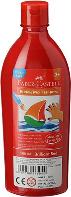 FABER-CASTELL Ready Mix Tempera Bottle - Brilliant Red  (Set of 1, Red)