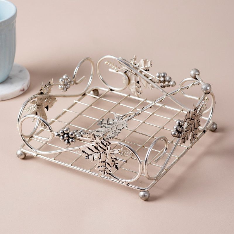 nestroots 1 Compartments metal napkin holder  (Silver)