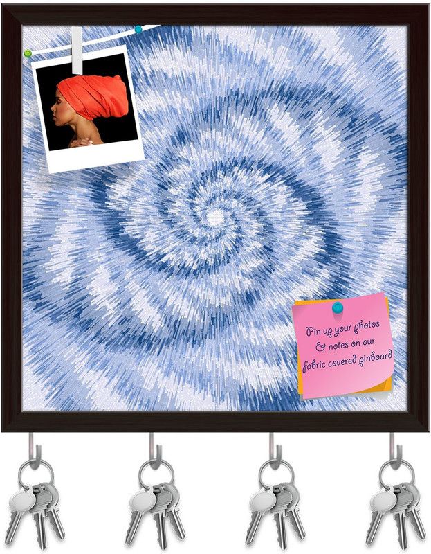 Artzfolio Abstract Artwork D46 Pinboard with Key Holder Hooks Dark Brown Frame 8x8inch Cork Bulletin Board  (Multicolor 8 x 8 inch (20 x 20 cms))